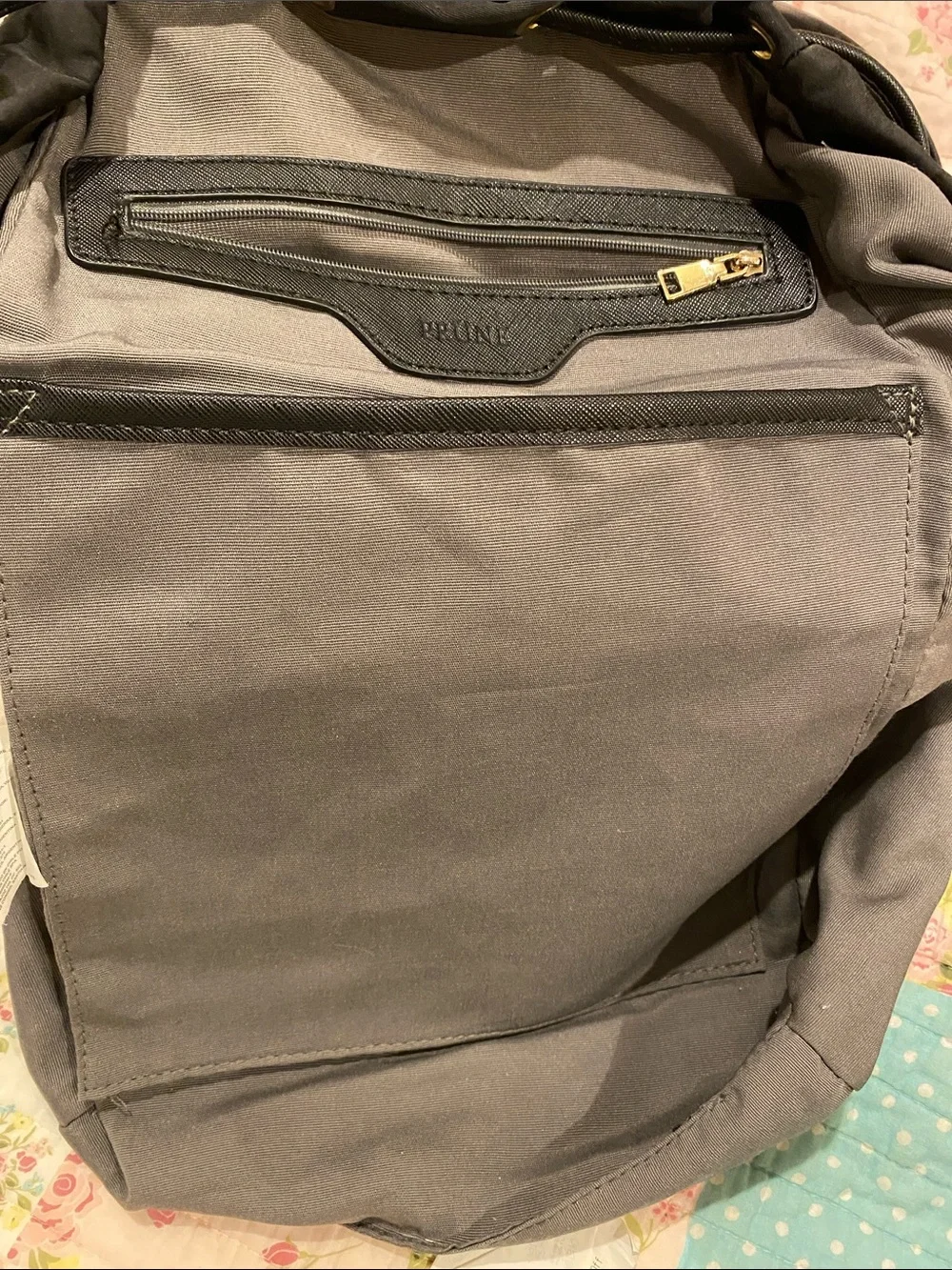 Prune Black Backpack with Gold-Tone Accents